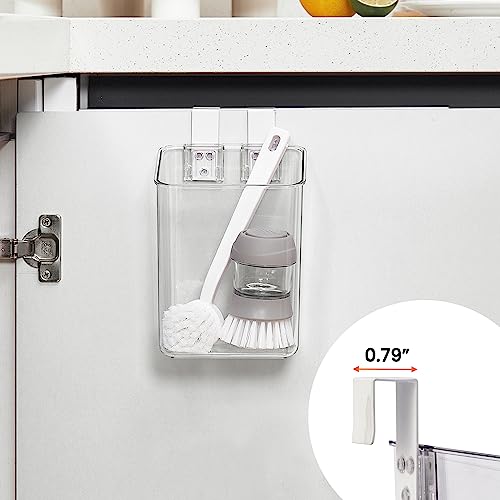 vacane Plastic Over Cabinet Door Organizer with Removable Hooks, Clear Hanging Baskets for Organizing Over the Cabinet Organizer Holder for Kitchen, Pantry, Bathroom-Hang Outside or Inside Door-L - style: L