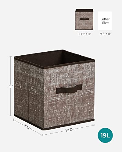 SONGMICS Storage Cubes, 11-Inch Non-Woven Fabric Bins with Double Handles, Set of 6, Closet Organizers for Shelves, Foldable, for Clothes, Walnut Color UROB026K02 - color: Walnut Color, size: 10.2''L x 10.2''W x 11''H