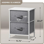 Sorbus Nightstand with 2 Drawers - Bedside Furniture End Table Night Stand with Steel Frame, Wood Top & Easy Pull Fabric Bins - Small Dresser & Chest for Home, Bedroom Accessories & Office - color: White, style: 2 Drawer