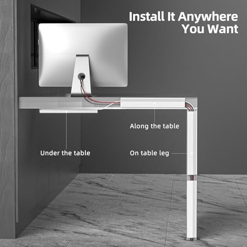 YECAYE 157in Cable Management, Cord Organizer,Easy Install Self-Adhesive Cable Organizer,Cord Management, Desk Wire Holder for Office Organization,Child and Pet Proofing, White - color: White, size: 157in