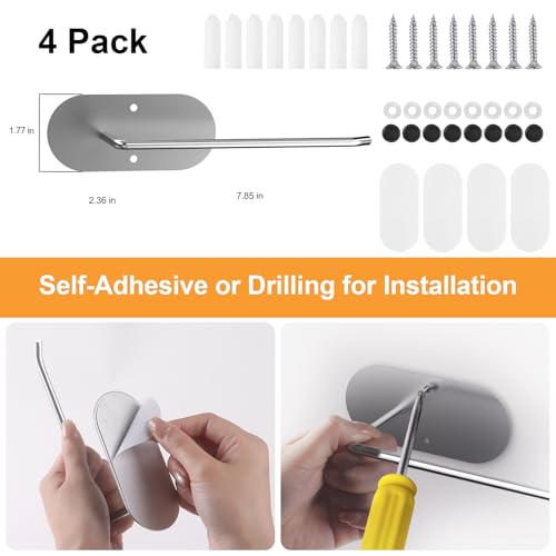 4 Pack Tumbler Lid Organizer, Space Saving Cup Lid Organizer for Yeti/Stanley/Simple Modern Tumbler Lids, Self-Adhesive or Drilling Tumbler Lid Hook for Kitchen Organizers and Storage - color: Silver*4
