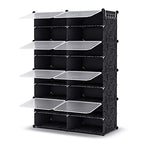 HOMIDEC Shoe Rack, 8 Tier Shoe Storage Cabinet 32 Pair Plastic Shoe Shelves Organizer for Closet Hallway Bedroom Entryway - color: Black, style: 2 by 8