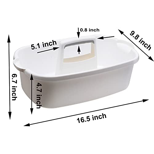 Cleaning Supplies Caddy, Large Plastic Shower Caddy Basket with Handle, Portable Cleaning Tool Storage Tote for Dorm, Bath, Pantry (grey, White, blue) (White) - color: White