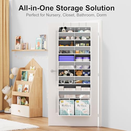 Over the Door Hanging Organizer - Hanging Closet Organizer and Storage with Large Pockets, Swing-proof Behind The Door Organizer for Bathroom Nursery Room Essentials (Grey, 1 Pack - Extra Large) - color: Grey, size: 1 Pack - Extra Large