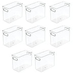 mDesign Plastic Tall Food Storage Organization Container Bin with Handles for Kitchen, Pantry, Cabinet, Fridge/Freezer, Countertop - Organizer for Snacks/Appliances, Ligne Collection, 8 Pack, Clear - size: 10 x 5 x 8 (Pack of 8)