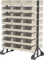 Akro-Mils 30235 AkroBins Plastic Storage Bins, Space-Saving Stackable Bins for Garage, Pantry, Craft Organization, 11" x 11" x 5", Stone, 6-Pack - color: Stone