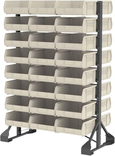Akro-Mils 30235 AkroBins Plastic Storage Bins, Space-Saving Stackable Bins for Garage, Pantry, Craft Organization, 11" x 11" x 5", Stone, 6-Pack - color: Stone