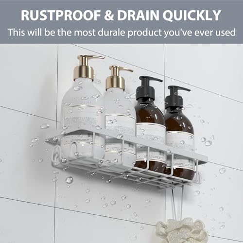 Shower Caddy Organizer with Hooks,Self Adhesive Bathroom Shelves,No Drilling Bathroom Organizers and Storage,Perfect for RV, Apartment, Home Decor,White 4PCS - color: White, size: 4 Pack