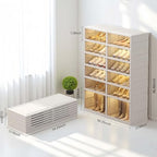 6 Tier 24 Pairs Large Shoe Rack Organizer with Doors, Foldable Collapsible Plastic Shelf, Stackable Storage Cabinet for Closet, Entryway, Hallway, Living Room - Easy Assembly - size: 6 Tiers 24 Pairs