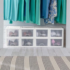 Sterilite 6-Pack 6 Quart Stacking Drawer, Clear Storage Closet Organizer, White Frame - Stackable Modular Plastic Drawers for Clothes, Accessories, Craft Supplies, Shoes or Linens - size: 6 Quart, style: 6 Pack