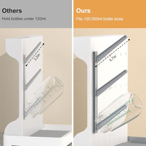 GoMaihe Baby Bottle Drying Rack: Space Saving Vertical Bottle Dryer Holder - Baby Accessories Storage Stand Organize Brushes Pacifiers on Countertop - BPA-Free - Gray - color: Gray