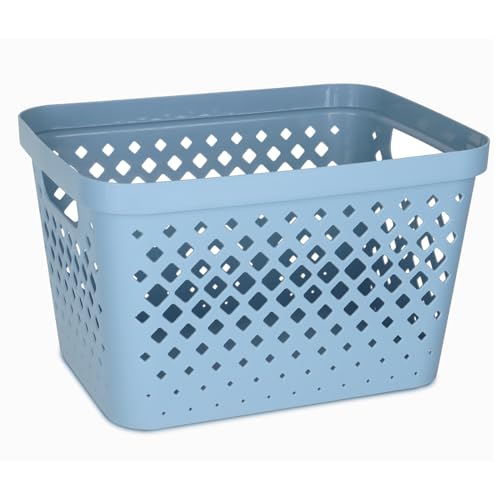 Glad Plastic Storage Basket Set, Value Pack of 6 | Open Storage Bins for Shelves, Bathroom, Pantry, Closet | Nesting Organizer Boxes with Handles, 4 Gallon, Marina Blue - color: Marina Blue, size: 4 Gallon