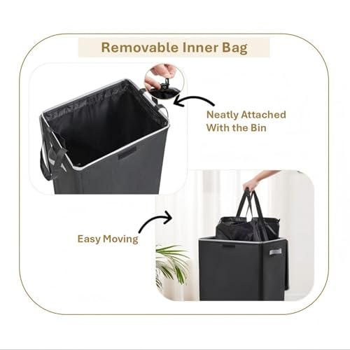 Laundry Hamper with Lid, 90L Collapsible Clothes Basket, Strong Struture, Dirty clothes Hamper, Removable Laundry Bag with String Closure, for Bedroom, Bathroom, Dorm, College, Toys, Black - size: 90L