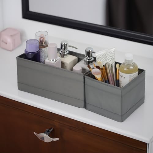 Washable Cloth Drawer Organizer, Set of 4 Foldable Sock Dresser Drawer Organizers Storage Boxes, Fabric Storage Boxes Closet Cabinet Organizer for Clothes (Gray, S+2M+L) - color: Gray, size: 1S+2M+1L