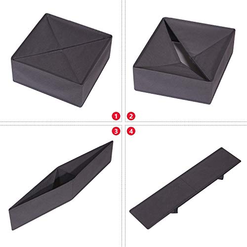 DIOMMELL 4 Pack Foldable Cloth Storage Box Closet Dresser Drawer Organizer Fabric Baskets Bins Containers Divider for Clothes Underwear Socks Lingerie Clothing, Dark Grey 40-0000 - color: Dark Grey