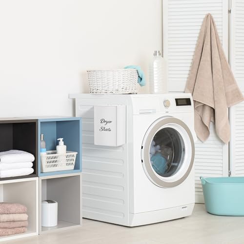Magnetic Dryer Sheet Holder for Laundry Room Organizition ,Metal Dryer Sheet Container with lid,Dryer Sheet Dispenser,Wall Dryer Sheet Box,Fabric Sheet Holder,Laundry Detergent Sheets Dispenser - color: white with magnetic