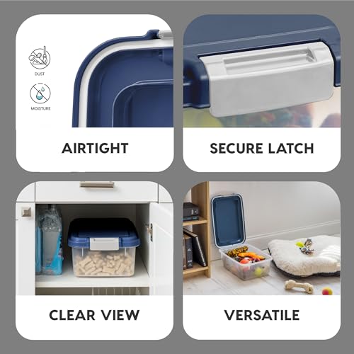 IRIS USA Airtight Dog Food Storage Container, Up to 11 lbs, Dog Cat Bird and Other Pet Food Treats Storage Bin, Dog Cat Wet Food Cans, Keep Fresh, BPA Free, Stackable, Navy - size: 11 lbs