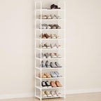 10-Tier Tall Shoe Rack, Adjustable 20-25 Pairs Shoe Shelf Storage Organizer for Entryway Hallway Closet Bathroom Living Room (White) - color: White-10tier