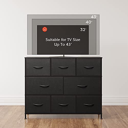 WLIVE 8 Drawer Dresser for Bedroom, Fabric Black Dresser with Large Storage Drawer Unit for Entryway, Chest of Drawers for Living Room - color: Charcoal Black, style: Large 8 Drawers