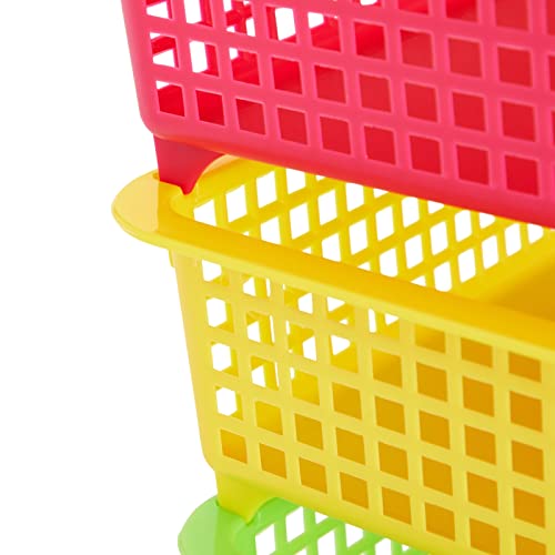 Bright Creations Teacher Supplies Letter Tray Organizer - 6-Pack Rainbow, 9 x 13 x 3 in - Stackable Paper Trays for Classroom & Teacher Desk Organizer