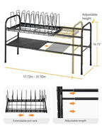 HULISEN Pots and Pans Organizer Under Cabinet, Expandable 2-Tier Pots and Pans Lid Storage Rack Holder with 10 Dividers, Adjustable Height Under Sink Organizer, Maximize Kitchen Storage Space