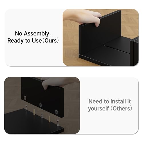 Elephance Dual Monitor Stand with USB Ports,Wood Computer Monitor Stand Riser with Drawer,Adjustable Desk Shelf,Desk Organizer for Computer,Laptop,No Assembly Required,Black