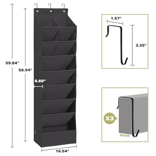 2 Pack Shoe Organizer with 6 Extra Large Pockets and 4 Large Pocket, Over the Door Sturdy Closet Storage Rack, Hanging Shoe Organizer for Shoes, Sneakers, Black - color: Black