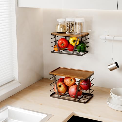 TIDIIABODE 2 Pack Stackable Kitchen Organization,Counter Organizers and Pantry Organization for Home and Kitchen,Trash Bag Organizer Under Sink,Brown - color: 2-Pack-L&S-Brown