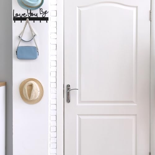 Key Holder Wall Mount Love You Bye Key Holder Hook Rack Organizer Hanger with 6 Hooks for Wall Express Love Art Sign Decor for Entryway Front Door(Hook Style,10 x 4) - size: 10 x 4", style: Hook Style