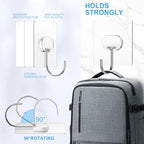 JINSHUNFA Adhesive Wall Hooks 13LB Heavy Duty No Drill Large Transparent Waterproof Hooks for Bathroom Kitchen Towel Coat 8 Pack - size: 8 Large hooks