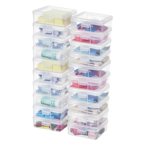 novelinks Plastic Small Storage Bins with Lids for Organizing, Mini Clear Storage Containers and Stackable Storage Box Organizer for Pencil Boxes, Task Boxes, Crayon Boxes (18 Pack Small) - color: 18 Pack Small -Clear