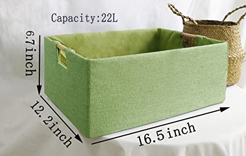 Storage Bin for Shelves Rectangle Closet Baskets Foldable Box with Handles, Gray Storage Bins, Storage Boxes for Home Office Car Dormroom - color: Green