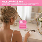 GWCASE Travel Glasses Organizer & Contact Lens Case - Adjustable Slots, Built-in Mirror, Tweezers, Solution Bottle & Hand Strap, Universal Fits Eyelasses/Sunglasses for Men & Women – Pink - color: Pink