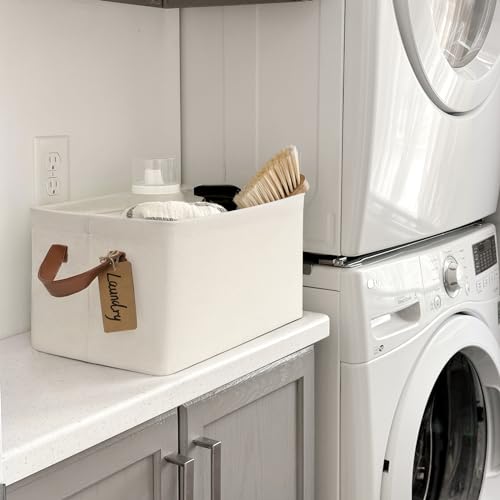 CHICVITA Storage Bins for Shelves, Closet Bins for Organization, Collapsible Storage Baskets for Towels, Rectangle Basket for Bedroom, 14 ¾" L x 10 ¼" W x 8 ¼" H, Beige, 2-Pack - color: Beige, size: 14 ¾" L x 10 ¼" W x 8 ¼" H