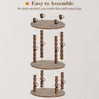 Round Side Table with 3-Tier Shelves, Small End Table with Solid Wood Legs for Living Room Bedroom, Modern Circular Coffee Table Nightstand for Small Spaces, Easy No-Tool Assembly - size: Round(13.2''x13.2''x22.8'')