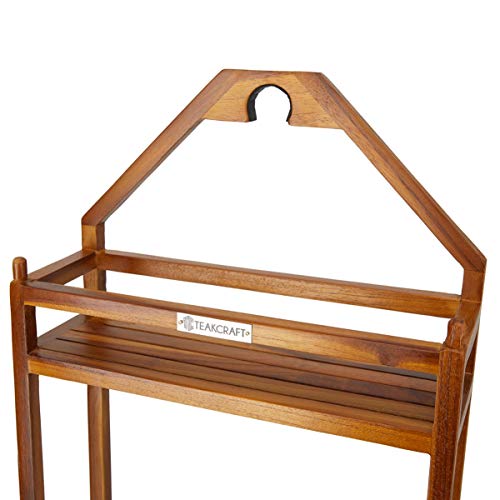 TeakCraft Teak Shower Caddy, Patented Shower Organizer For Bathroom, Non Slip, Indoor and Outdoor, Hanging Organizer, Showerhead, 3 Shelf, The Thoren