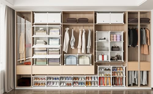 HOMIDEC Shoe Storage Cabinet, 48 Pairs Shoe Rack 3 by 8 Tier Space Saving Shoe Organizer for Closet Hallway Living Room Bedroom Garage - color: White, style: 3 by 8