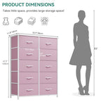 YITAHOME 10 Drawer Dresser - Fabric Storage Tower, Organizer Unit for Bedroom, Living Room, Hallway, Closets - Sturdy Steel Frame, Wooden Top & Easy Pull Fabric Bins, Pink - color: Pink, style: 10-Drawer