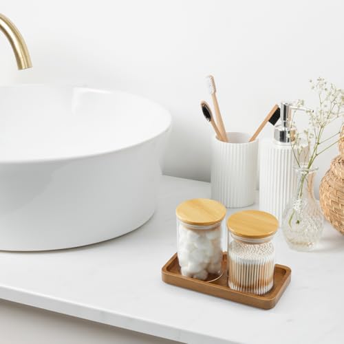ALELION 8" Acacia Wood Bathroom Vanity Tray for Counter - Dresser Top Tray for Perfume Jewelry Candle Key Catchall - Small Kitchen Countertop Organizer for Soap Dispenser and Sponge Holder - color: Acacia, size: 4.2" x 0.8" x 8"