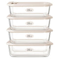 Urban Green Glass Food Storage Containers with Glass Lids, Microwave Safe Food Container Set, Airtight Food Container Set, LeakProof, 100% Plastic Free, White Color, 4pack - color: ‎Ivory White -4s