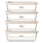 Urban Green Glass Food Storage Containers with Glass Lids, Microwave Safe Food Container Set, Airtight Food Container Set, LeakProof, 100% Plastic Free, White Color, 4pack - color: ‎Ivory White -4s