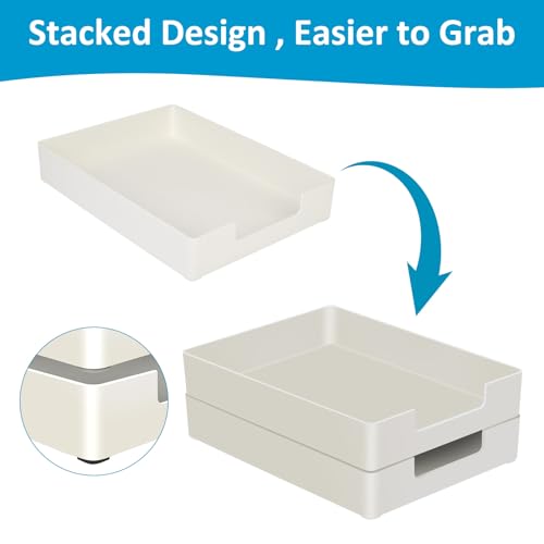 Desk Organizer Tray, 2-Pack A4 Letter-Size Tray, Plastic Printer Paper Holder, Rectangular Desktop Stackable File Holder for Office Supplies School Home, Mail Document Storage Containers (White) - color: White-2 Pcs