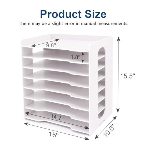 SONGWAY Large File Organizer for Desk - 8 Tier Legal Size Paper Storage Holder, File Sorter, Letter Mail Tray, Desktop Paper Storage Organizer for Home Office School