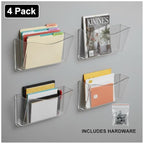 Azar Displays 250025 Clear Plastic Wall Mount File Holder with Hanging Hardware (4-Pack) - color: CLEAR, style: Screw Mount