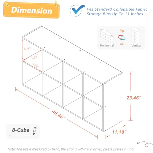 NELYE 8 Cube Organizer Bookcase - Fabric Storage Bins Container, Open Shelf Simple Compartments Bookshelf, Oak - color: Oak, size: 8-Cube