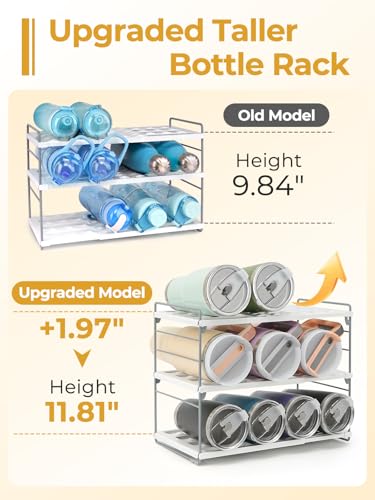 Cirhy 12" Tall 3-Tier Expandable Water Bottle Organizer – Fits 20-40 oz Stanley, Owala, Yeti Tumblers, Shaker Cups & Travel Mugs – Adjustable Storage Rack for Cabinet, Kitchen & Pantry Organization - style: Water Bottle Organizer-12”Tall