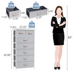 Crestlive Products Vertical Dresser Storage Tower - Sturdy Steel Frame, Wood Top, Easy Pull Fabric Bins, Wood Handles - Organizer Unit for Bedroom, Hallway, Entryway, Closets - 7 Drawers (Light Gray) - color: Light Gray, style: 7 Drawers