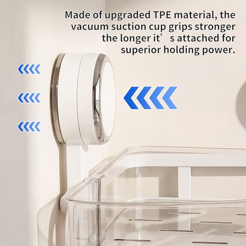 Suction Cup Corner Shower Caddy, Shower Caddy Basket Powerful Suction Bathroom, Waterproof & Rustproof Organizer for Bathroom Storage, No-Drilling Removable- 1 Pack - color: White1