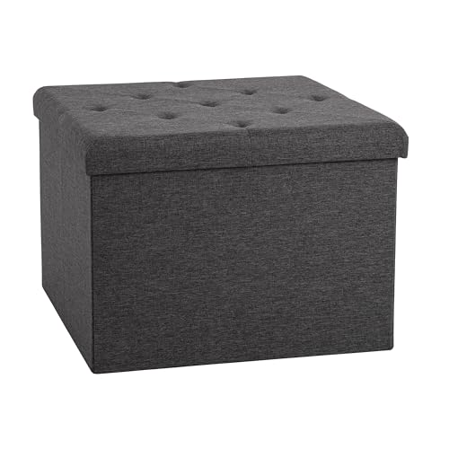 Seville Classics Cushioned Fabric Ottoman Hidden Storage Chest Footrest Chair, Padded Seat for Bedroom, Dorm, Loft, Living Room, Entryway, Hallway, Modern Gray, 25" XL Square with Tray - color: Modern Gray, size: 25"D x 25"W x 18"H