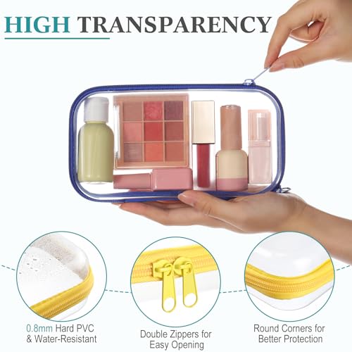 Sanwuta 6 Pcs Clear Hard Zipper Case Plastic Zipper Pouches Transparent Makeup Bag Pencil Case Pouches Toiletry Diaper Bag for Travel Toy Storage Organizer Bins - color: Assorted Color, size: 7.48 x 3.94 x 2 Inch